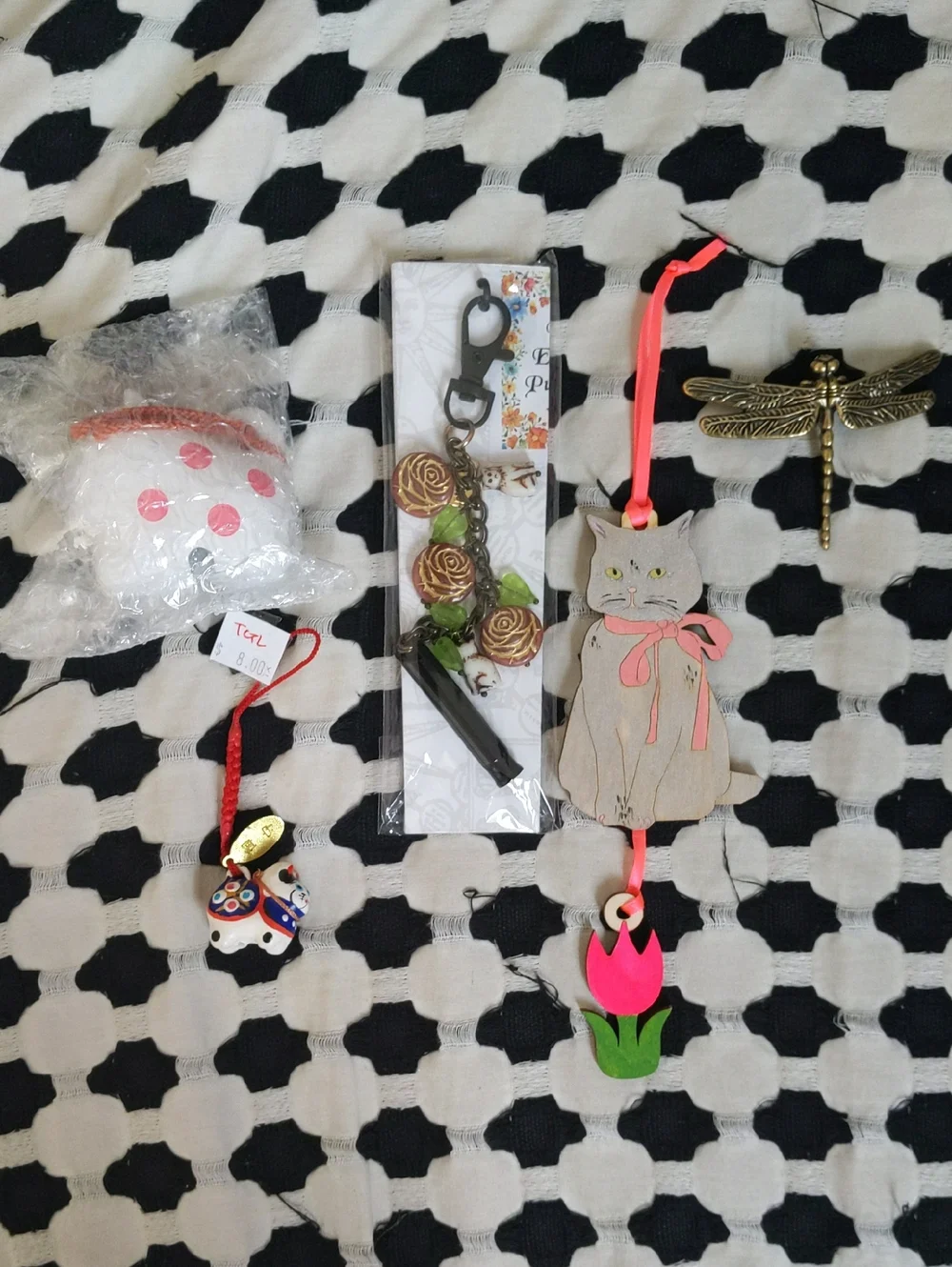 Lot Of CATS: Cat Candle, Japanese Cat Stationery, Keychains And Hanging Ornament